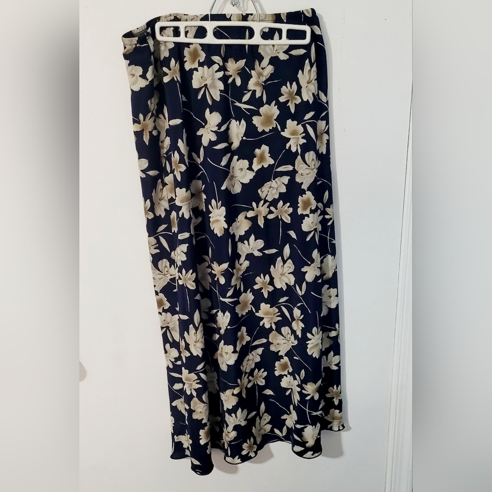 Y2K JKLA California Sz Large Floral Pull On Maxi Skirt Elastic Waist